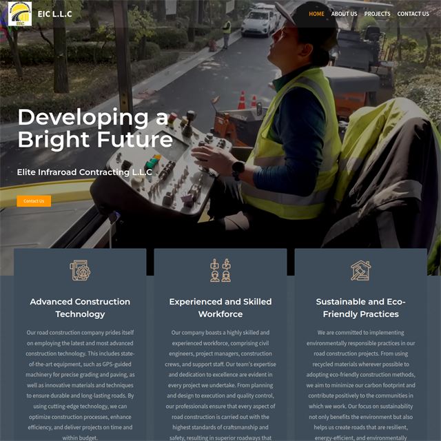 Elite Infraroad (EIC) — Road construction company website designed and developed by ZyntaX Online